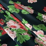 Black, Red Silk Crêpe de Chine fabric for dressmaking