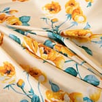 Beige, Yellow Silk Crêpe de Chine fabric for dressmaking