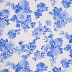 Tessuto Crêpe de Chine Bianco, Blu in Seta per abbigliamento