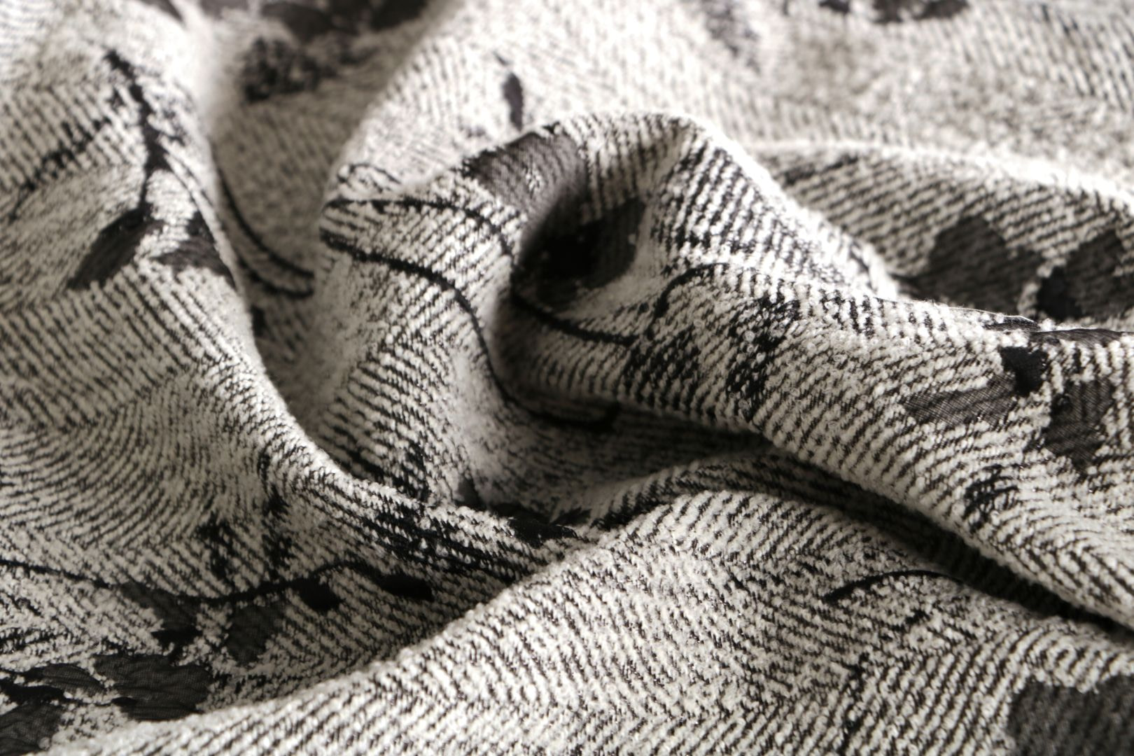 Tissu Couture Gris, Noir en Laine, Polyester, Soie UN001148