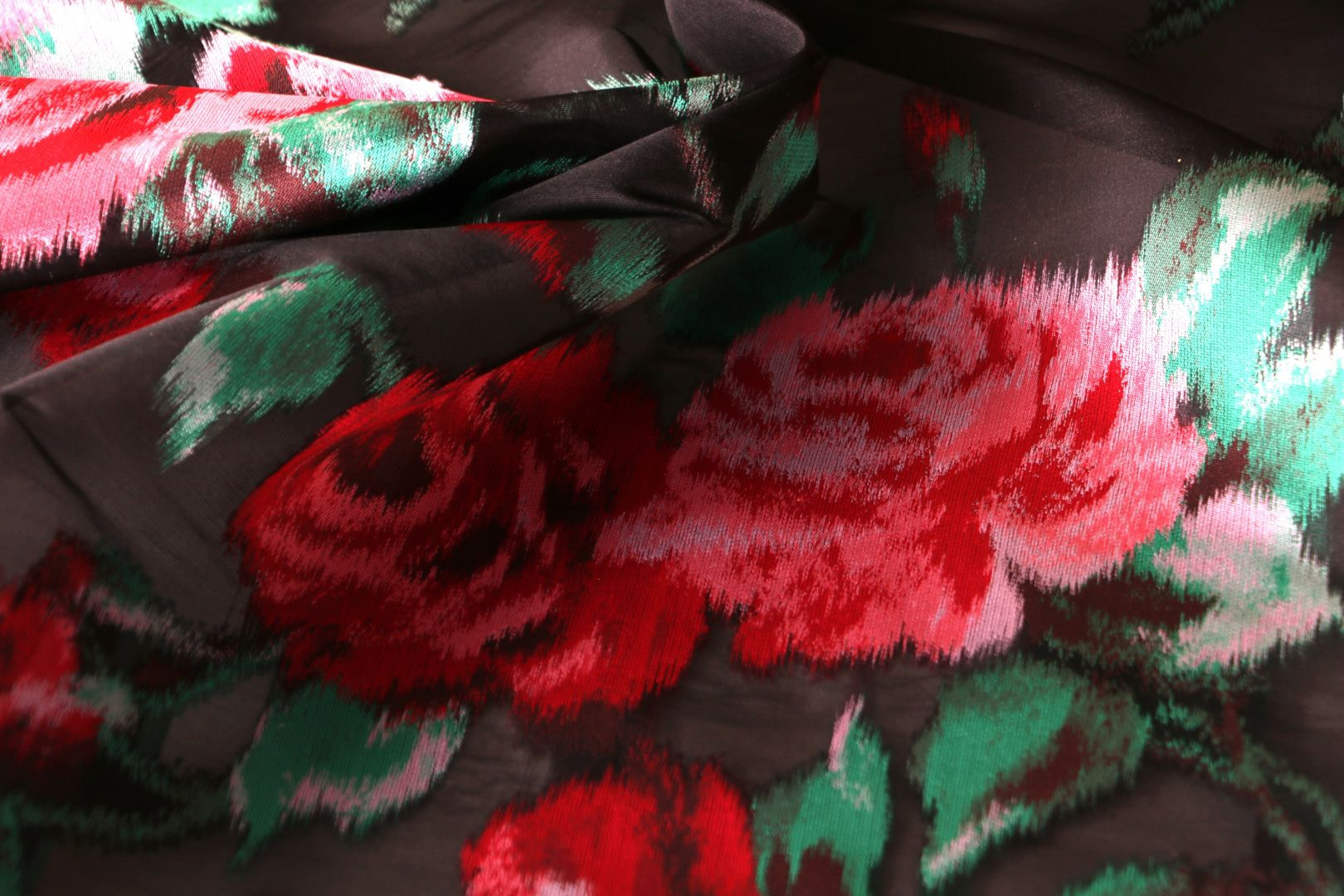 Tessuto Nero, Rosso in Poliestere, Seta per Abbigliamento UN001111