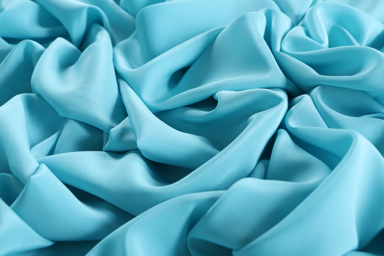 Tessuto Crêpe de Chine Blu Onda in Seta per Abbigliamento UN000376