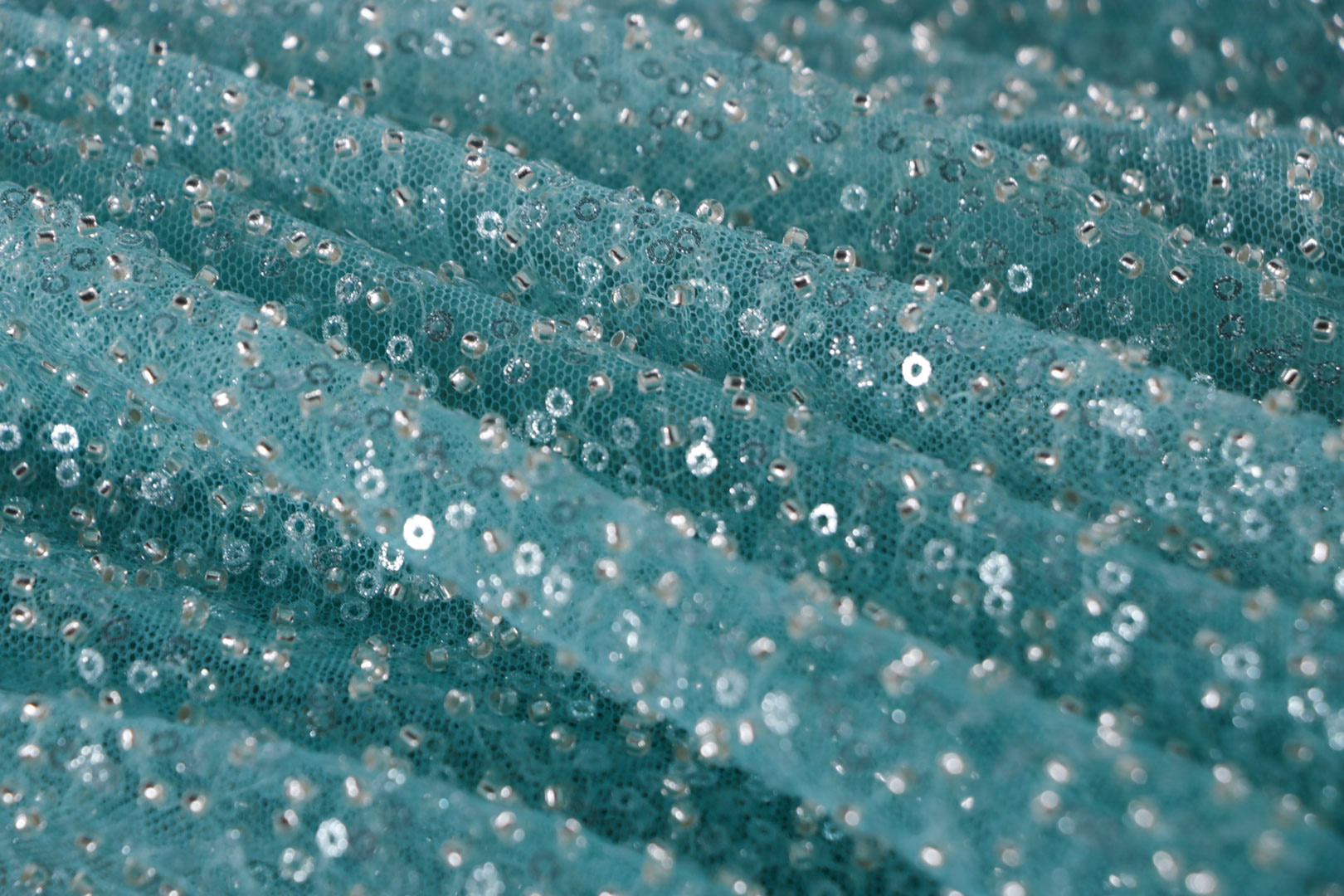 Tissu Couture Paillettes Bleu en Polyester TC000934