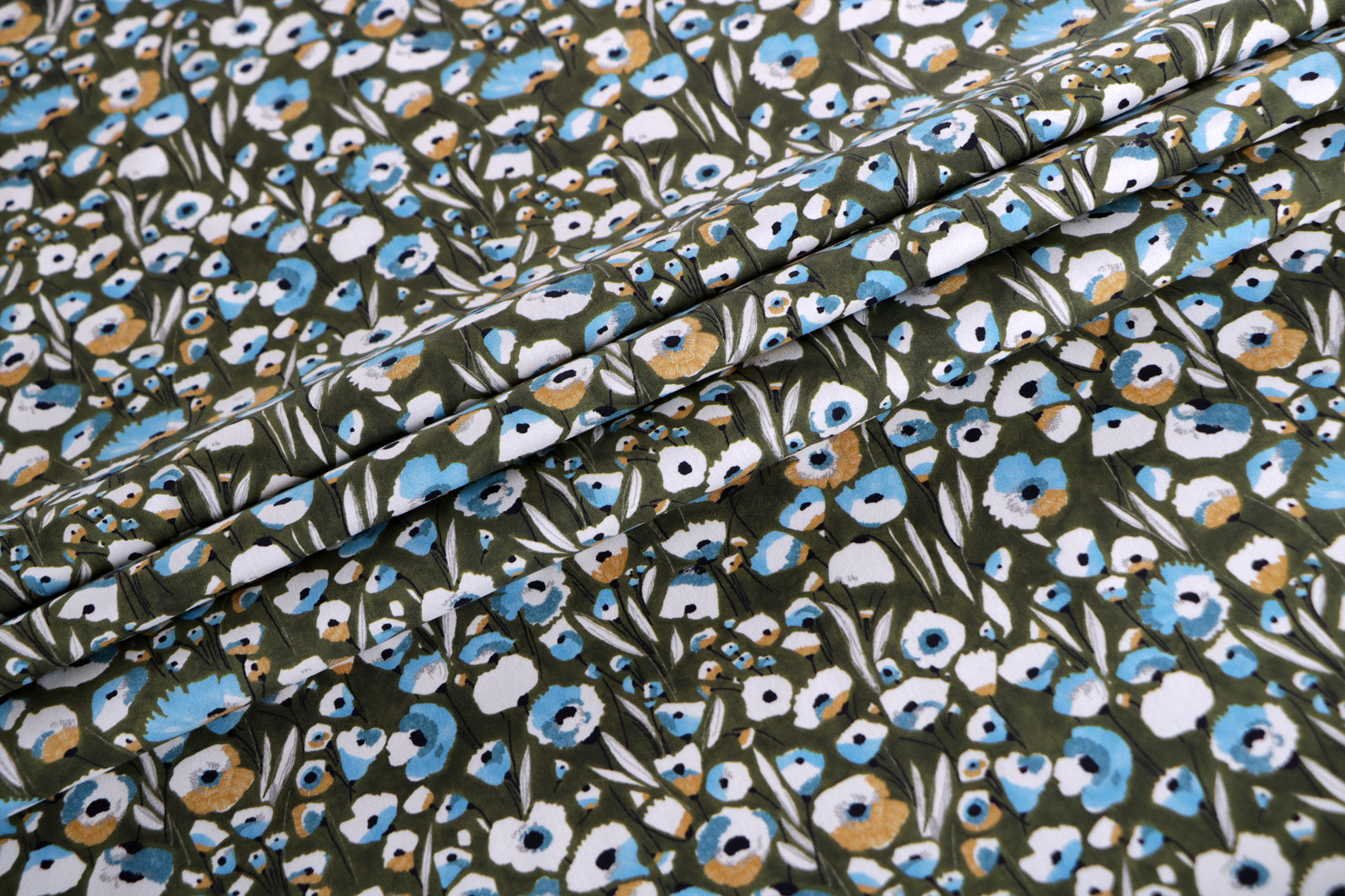 Tessuto Blu, Verde in Cotone per Abbigliamento ST000664