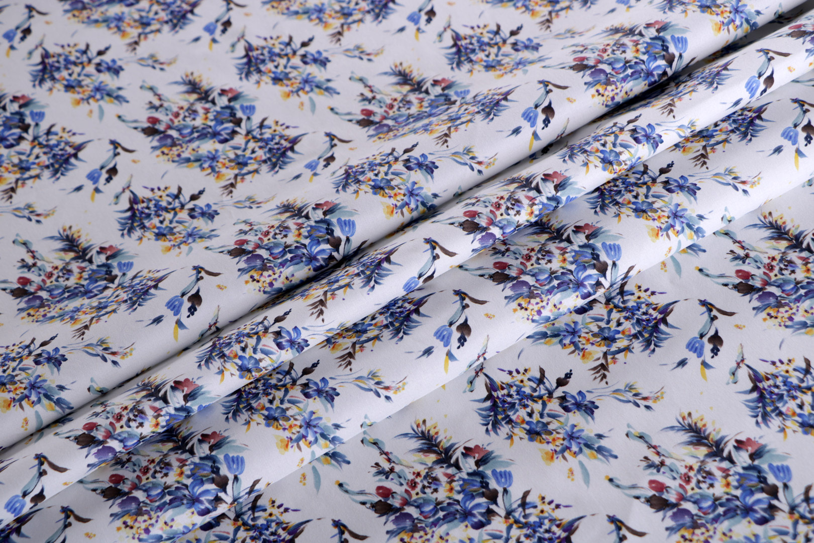 Blue, White Cotton Apparel Fabric ST000666