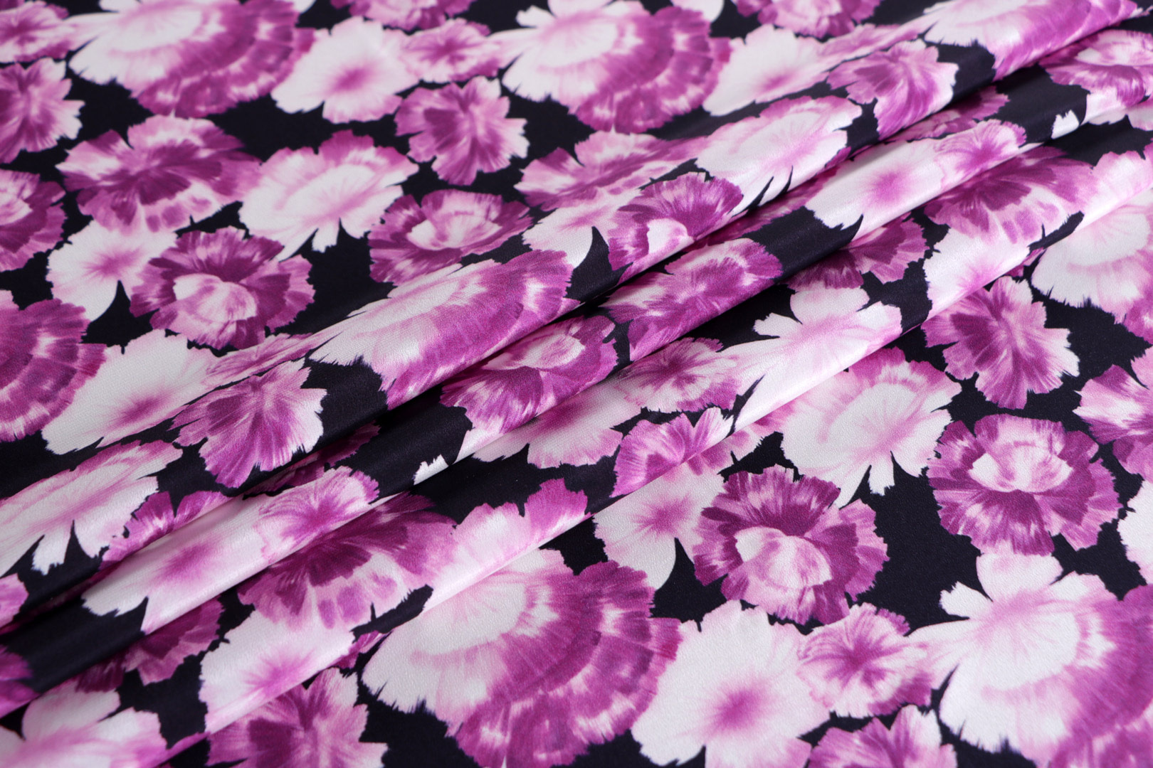Tissu Couture Fuchsia, Noir, Rose en Soie ST000674