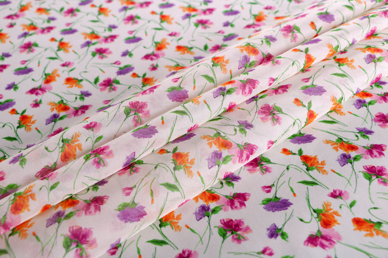 Fuxia, Orange, Purple, White Silk Georgette Apparel Fabric ST000692
