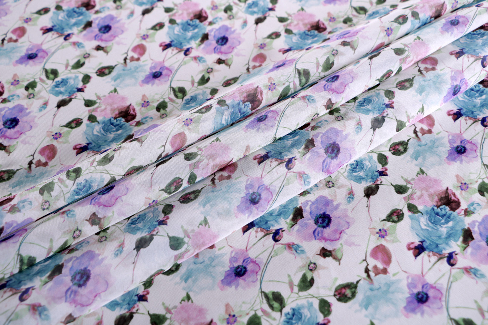 Blue, Pink, Purple Silk Georgette Apparel Fabric ST000696