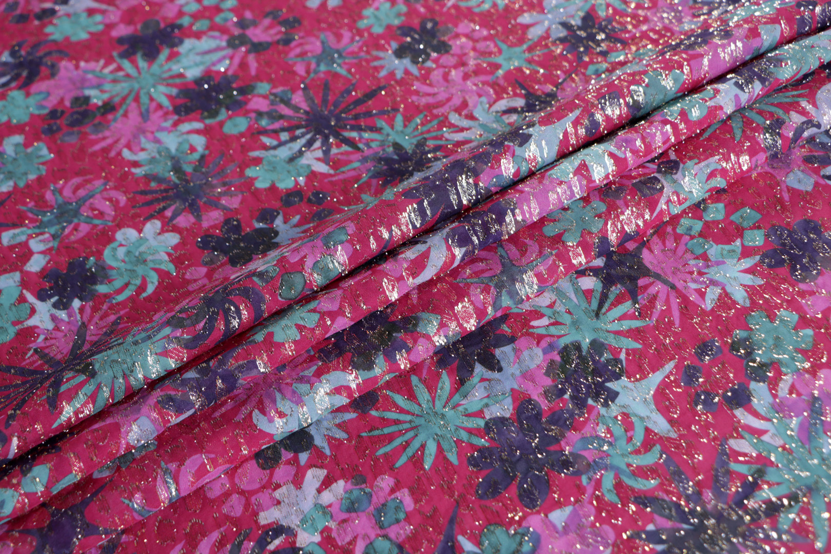 Fuxia Polyester, Viscose Apparel Fabric ST000721