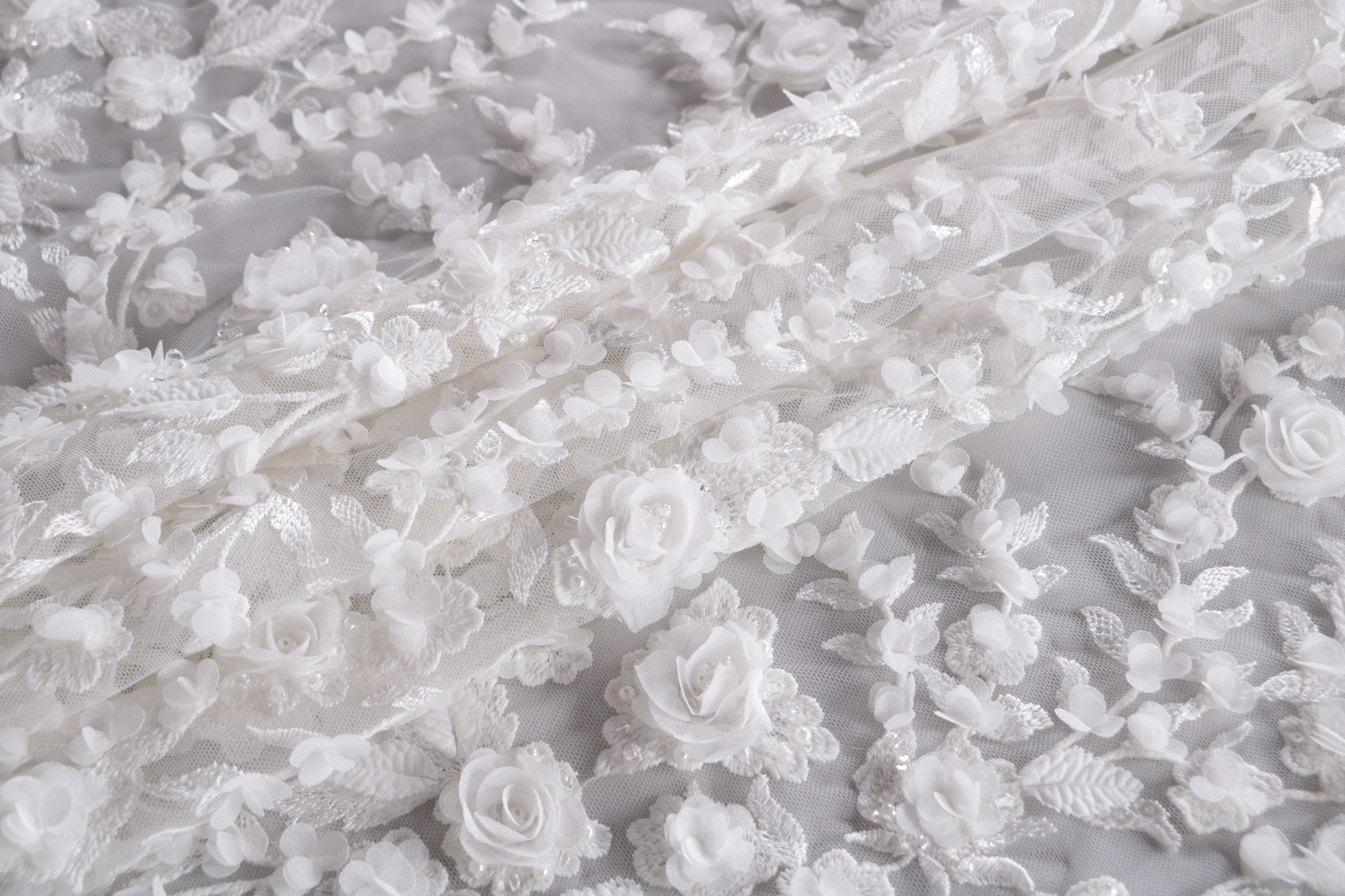 Tessuto Bianco in Poliestere per Abbigliamento TC001124