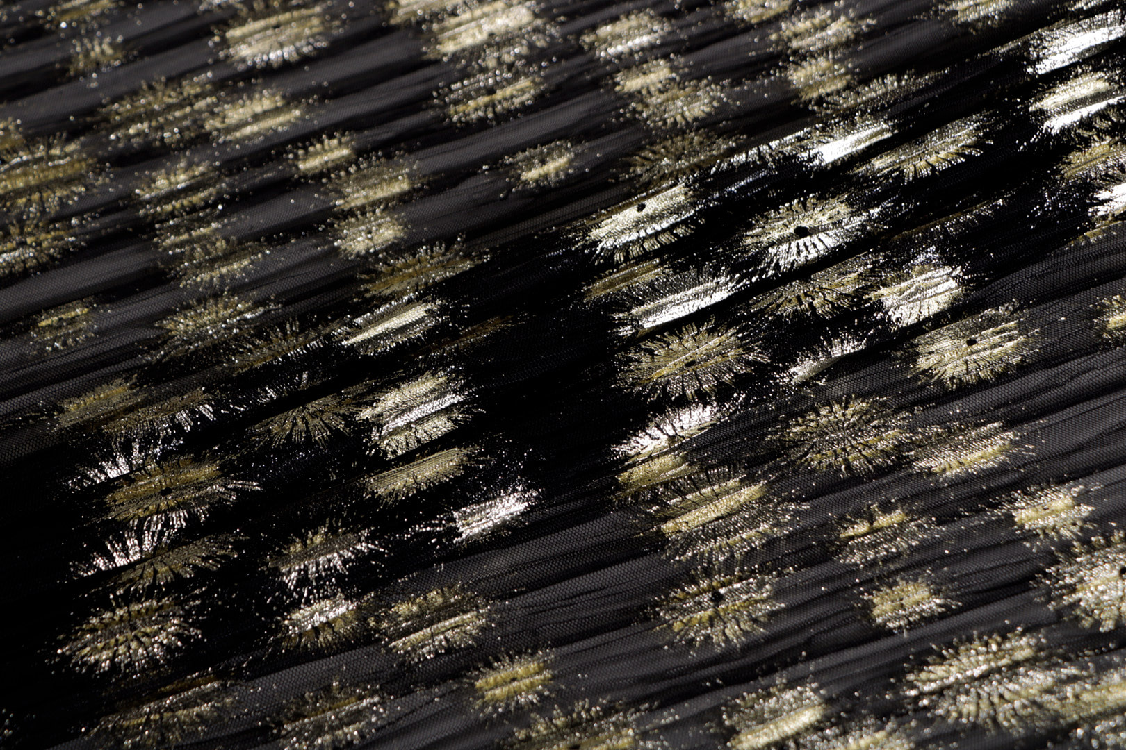 Black, Silver, Yellow Polyester Apparel Fabric TC001157
