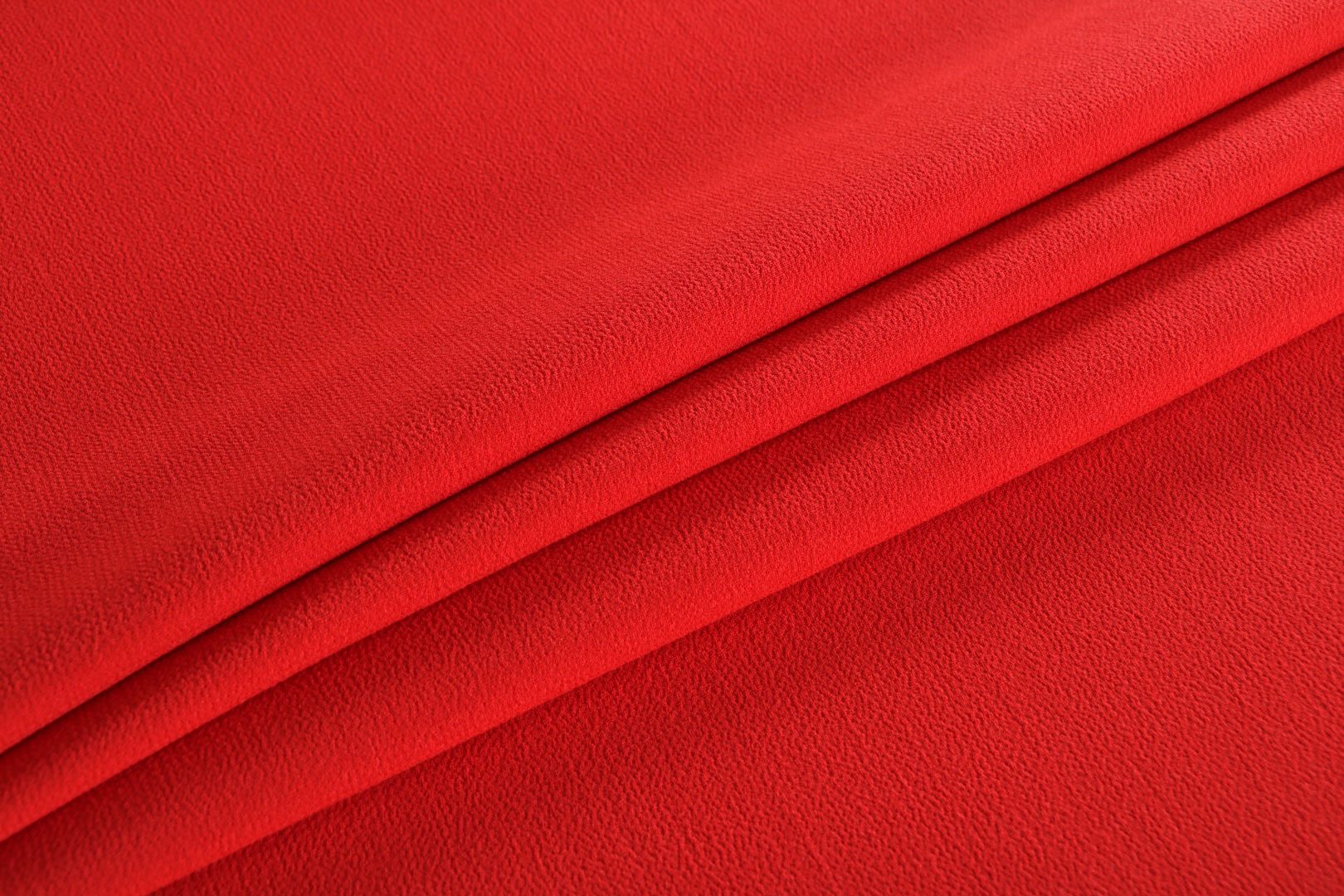 Red organic double-faced wool crepe fabric