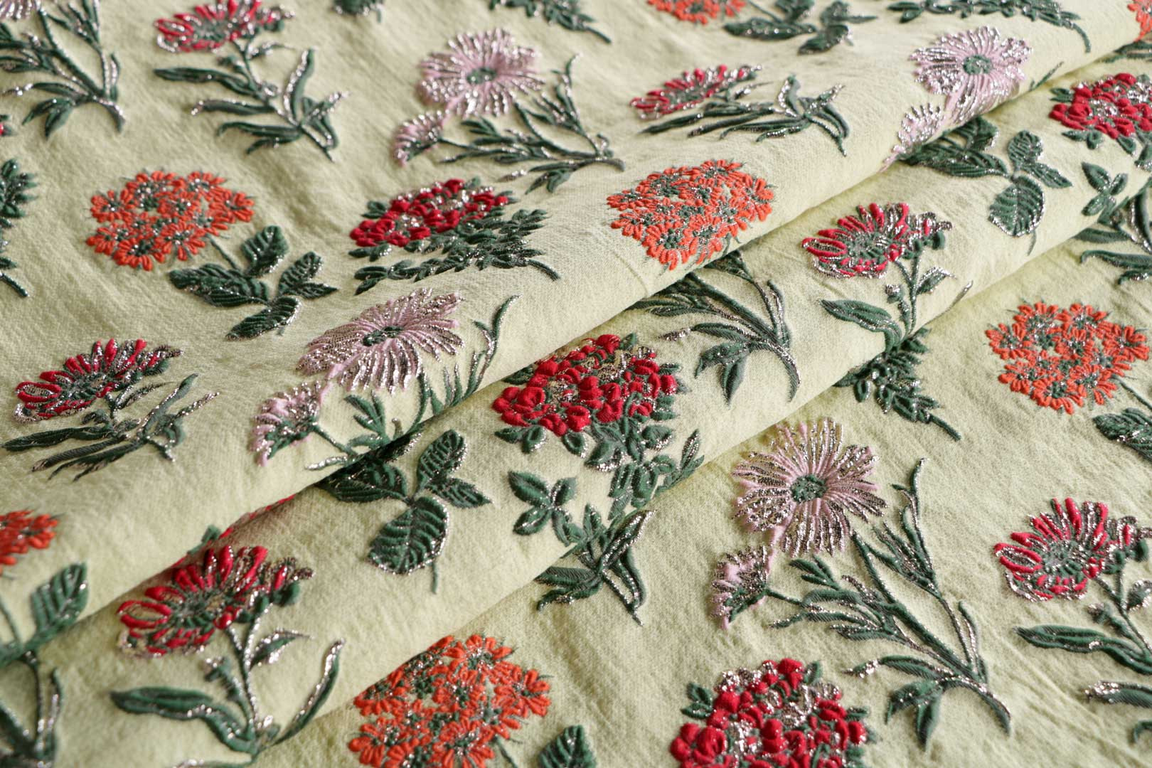 Tissu Couture Jaune, Multicolor en Polyester, Soie UN001374