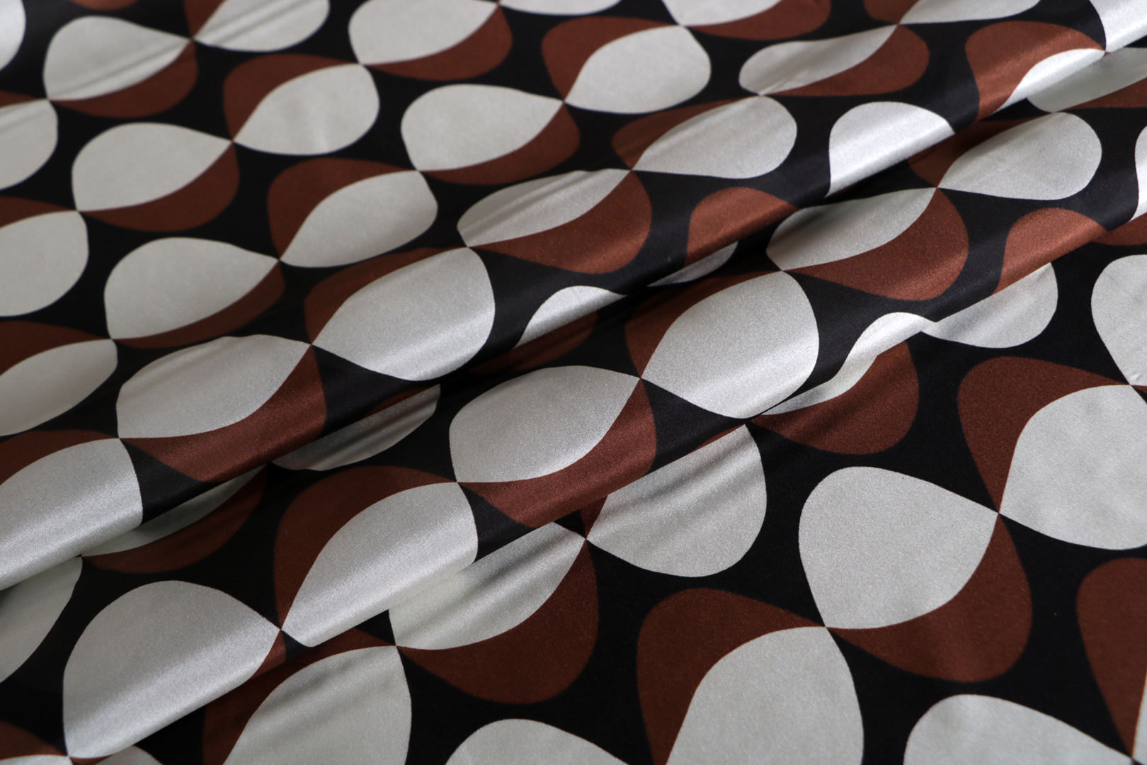 Black, Brown, White Silk Habutai Apparel Fabric ST000414