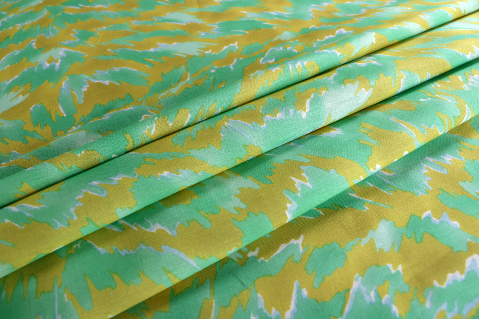 Tessuto Giallo, Verde in Cotone, Lino per Abbigliamento ST000470