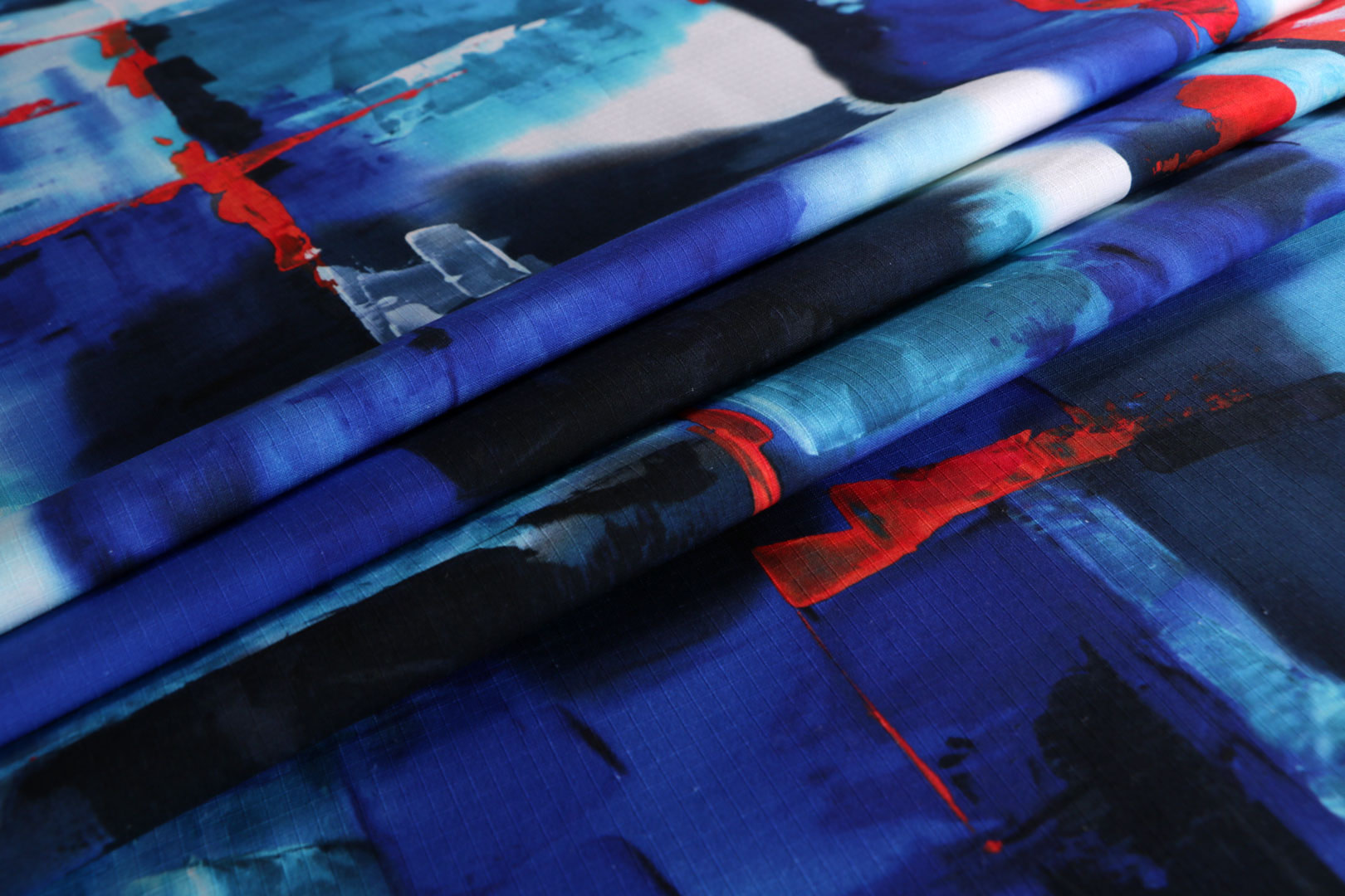 Blue, Red Cotton Apparel Fabric ST000477
