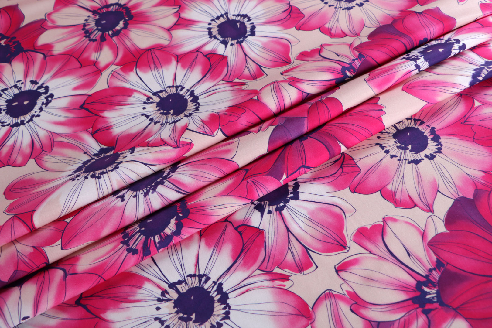 Fuxia, Pink, Purple Linen, Viscose Linen Blend Apparel Fabric ST000497
