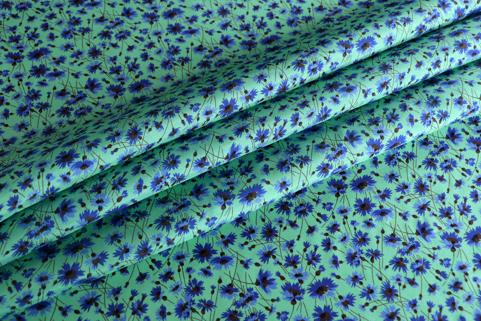 Blue, Green Silk Habutai Apparel Fabric ST000507