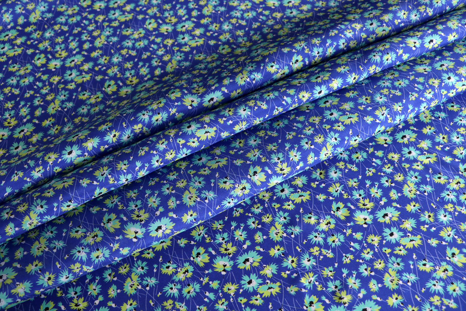 Blue, Green Silk Habutai Apparel Fabric ST000509