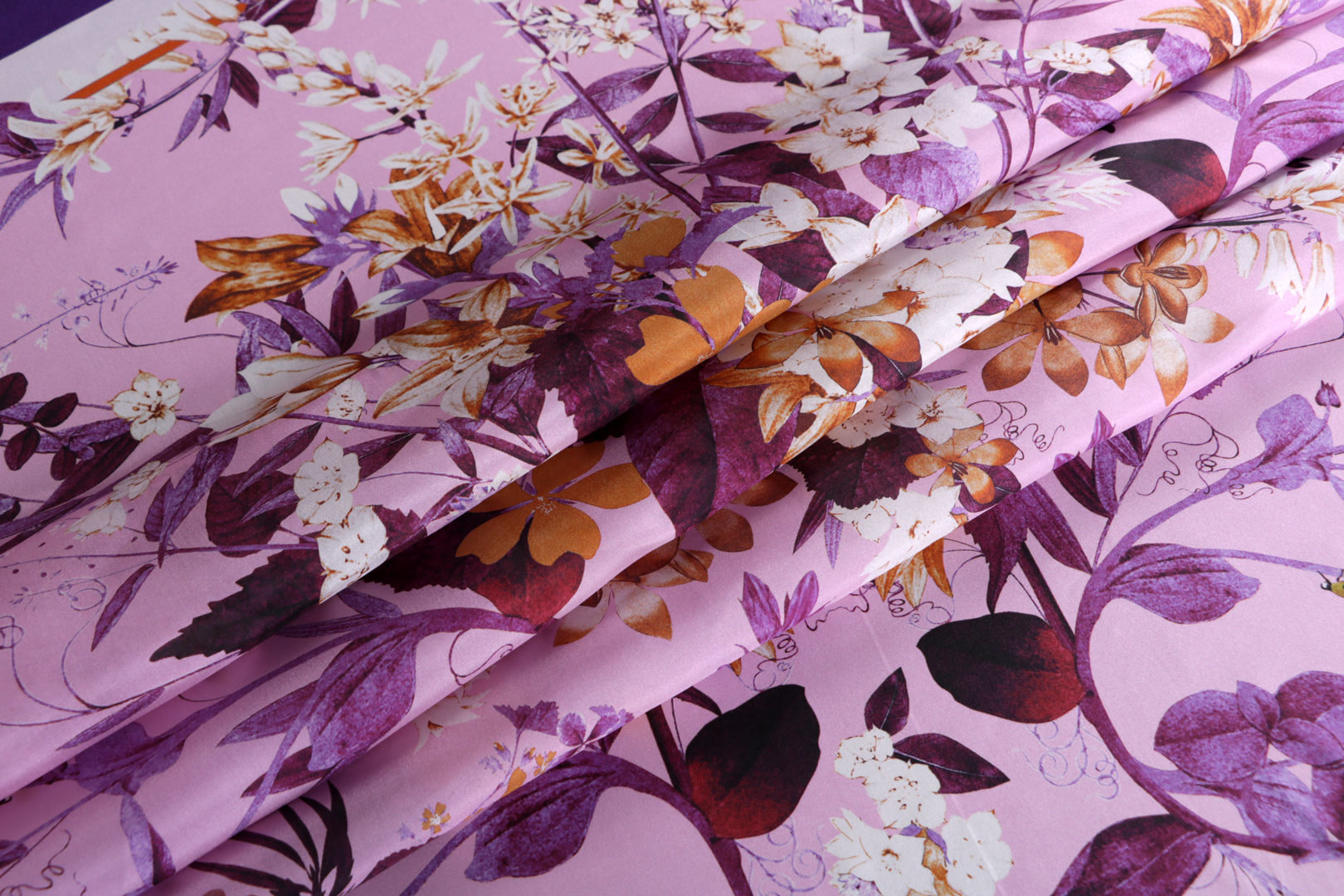 Pink, Purple Silk Habutai Apparel Fabric ST000513