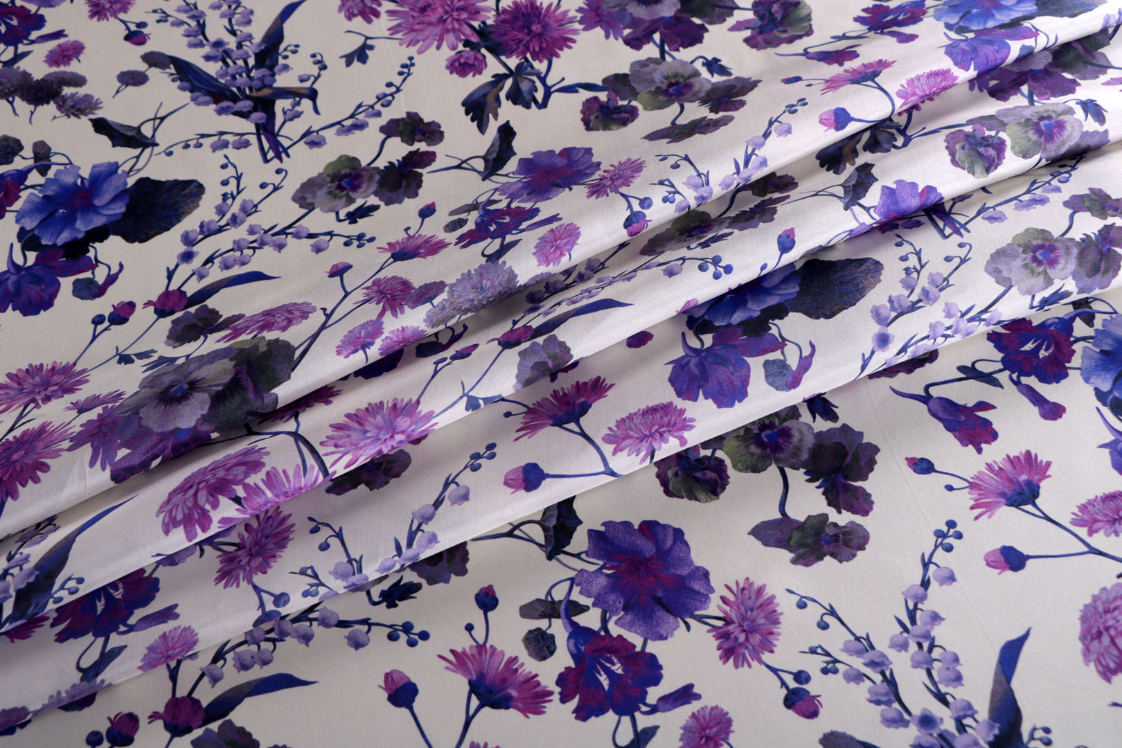 Purple, White Silk Habutai Apparel Fabric ST000519