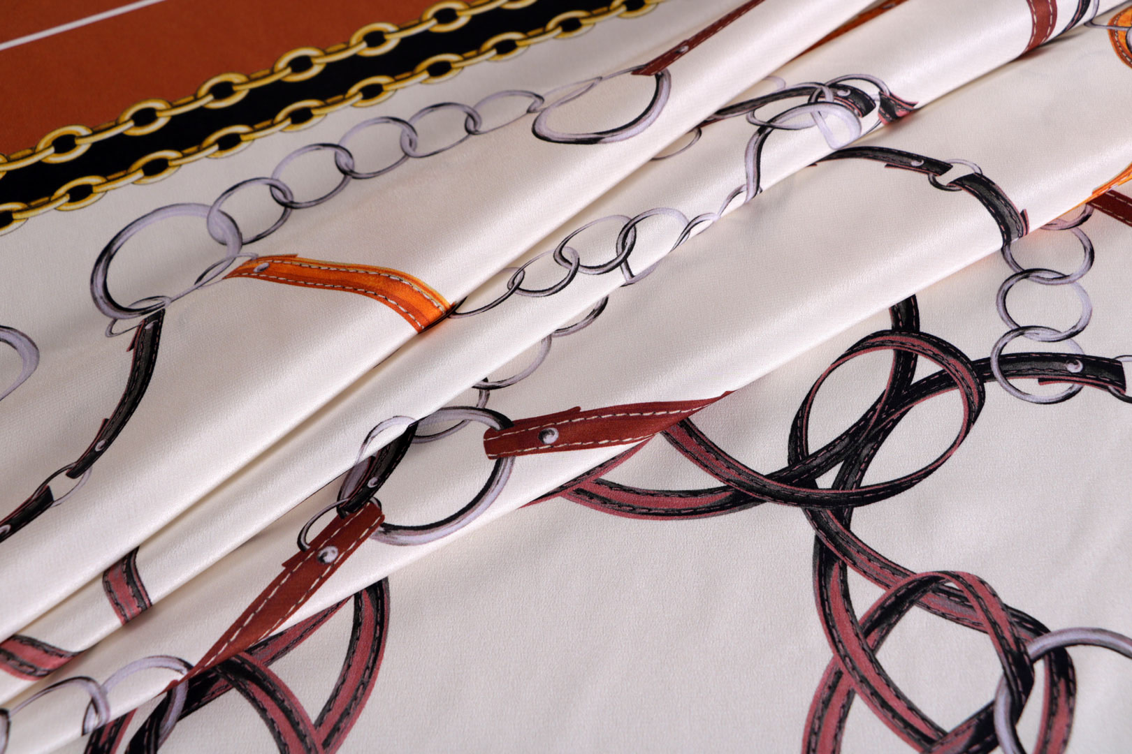 Black, Brown Silk Crêpe de Chine fabric for dressmaking
