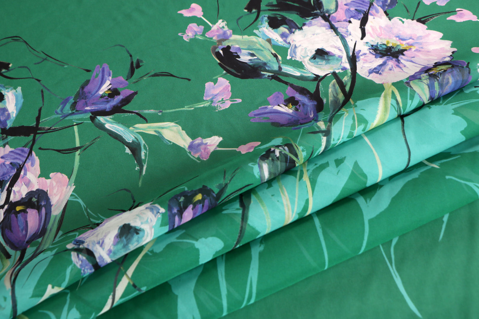 Tissu Couture Georgette Multicolor, Vert en Soie ST000568