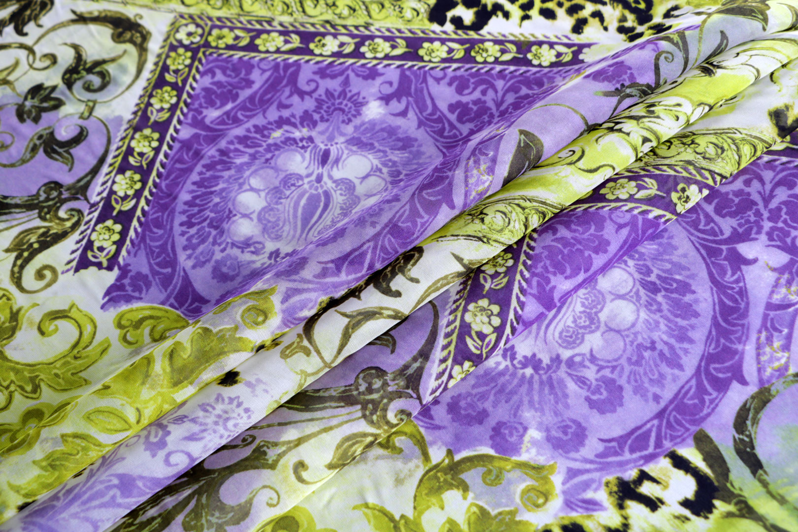 Purple, Yellow Silk Georgette Apparel Fabric ST000575