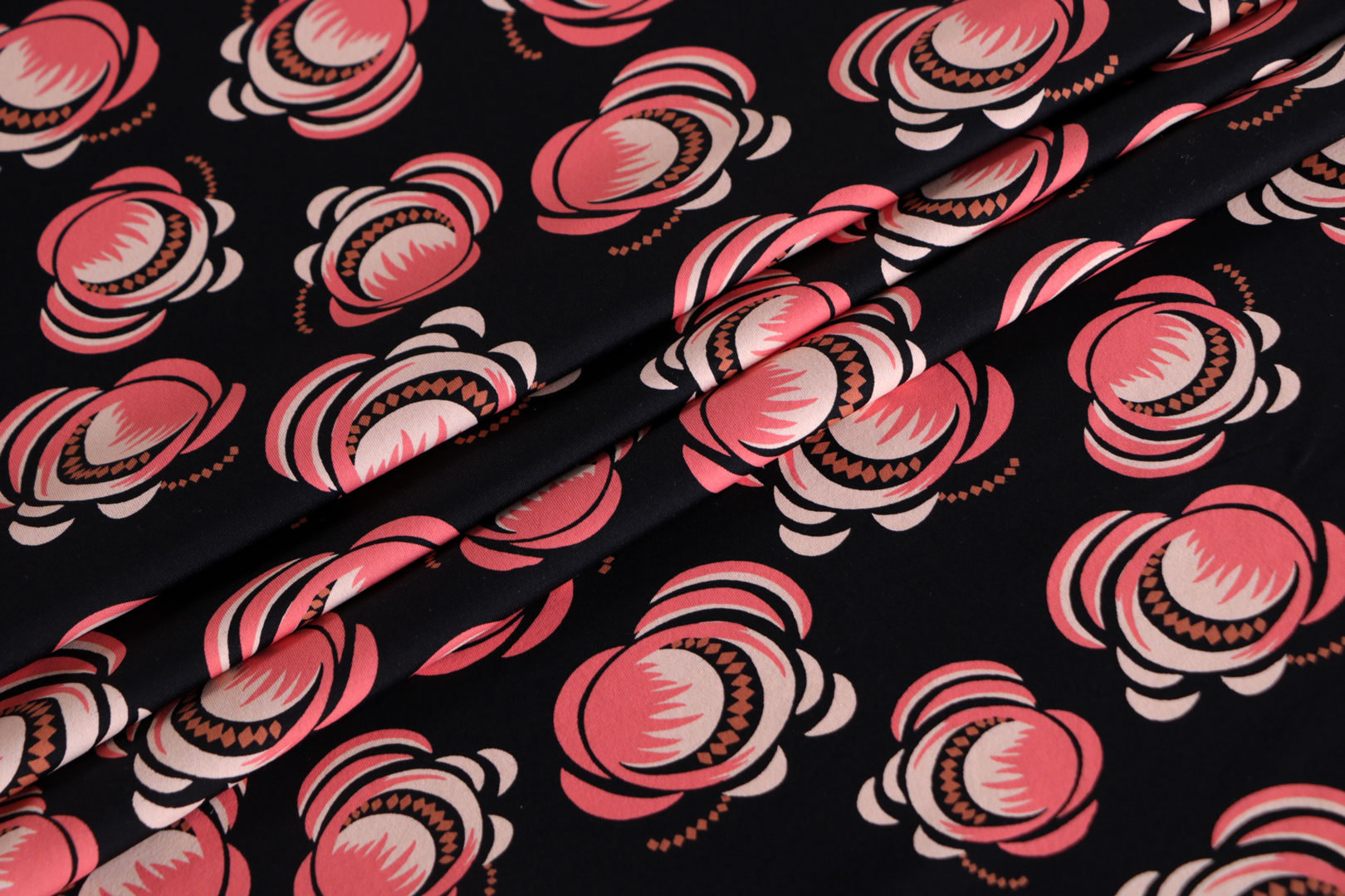 Black, Pink Polyester, Stretch Apparel Fabric ST000584