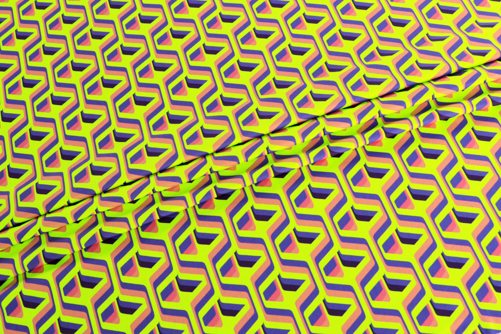 Pink, Purple, Yellow Polyester, Stretch Apparel Fabric ST000591