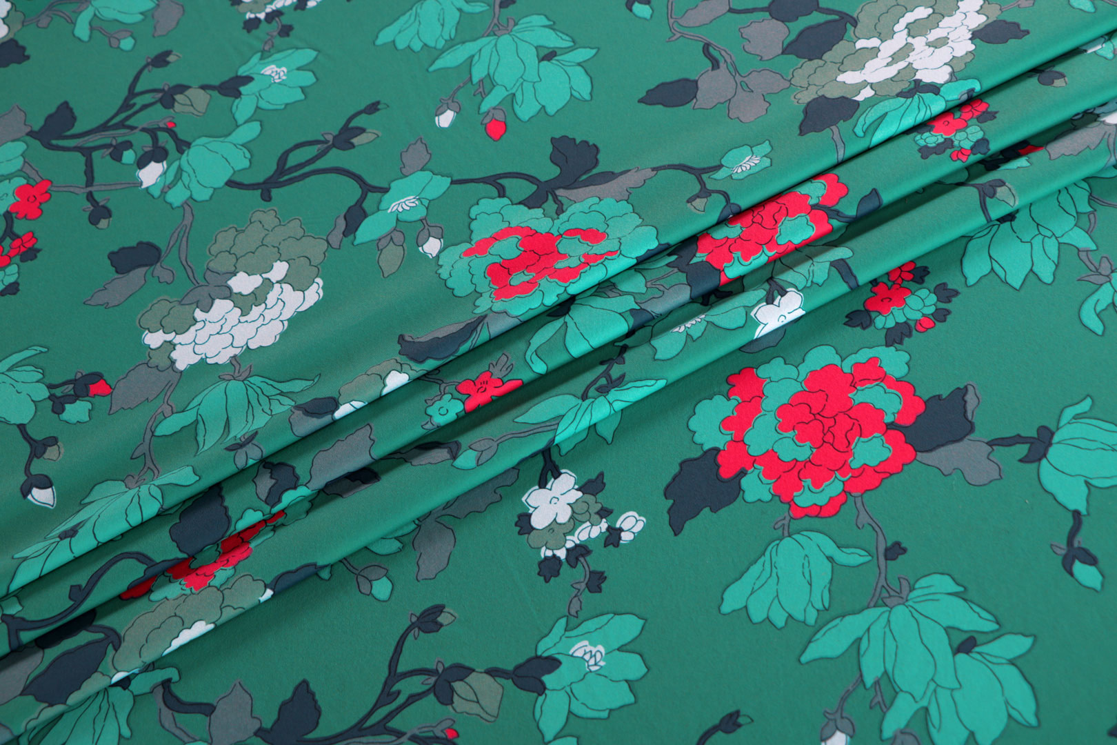 Green Polyester, Stretch Apparel Fabric ST000602