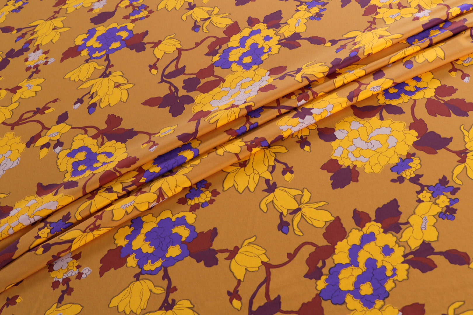 Purple, Yellow Polyester, Stretch Apparel Fabric ST000603