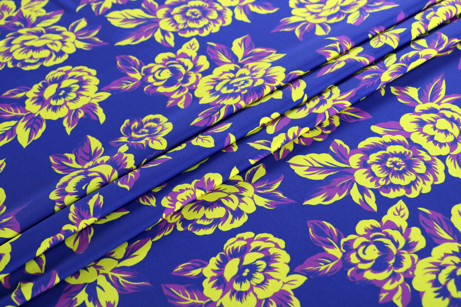 Purple, Yellow Polyester, Stretch Apparel Fabric ST000606