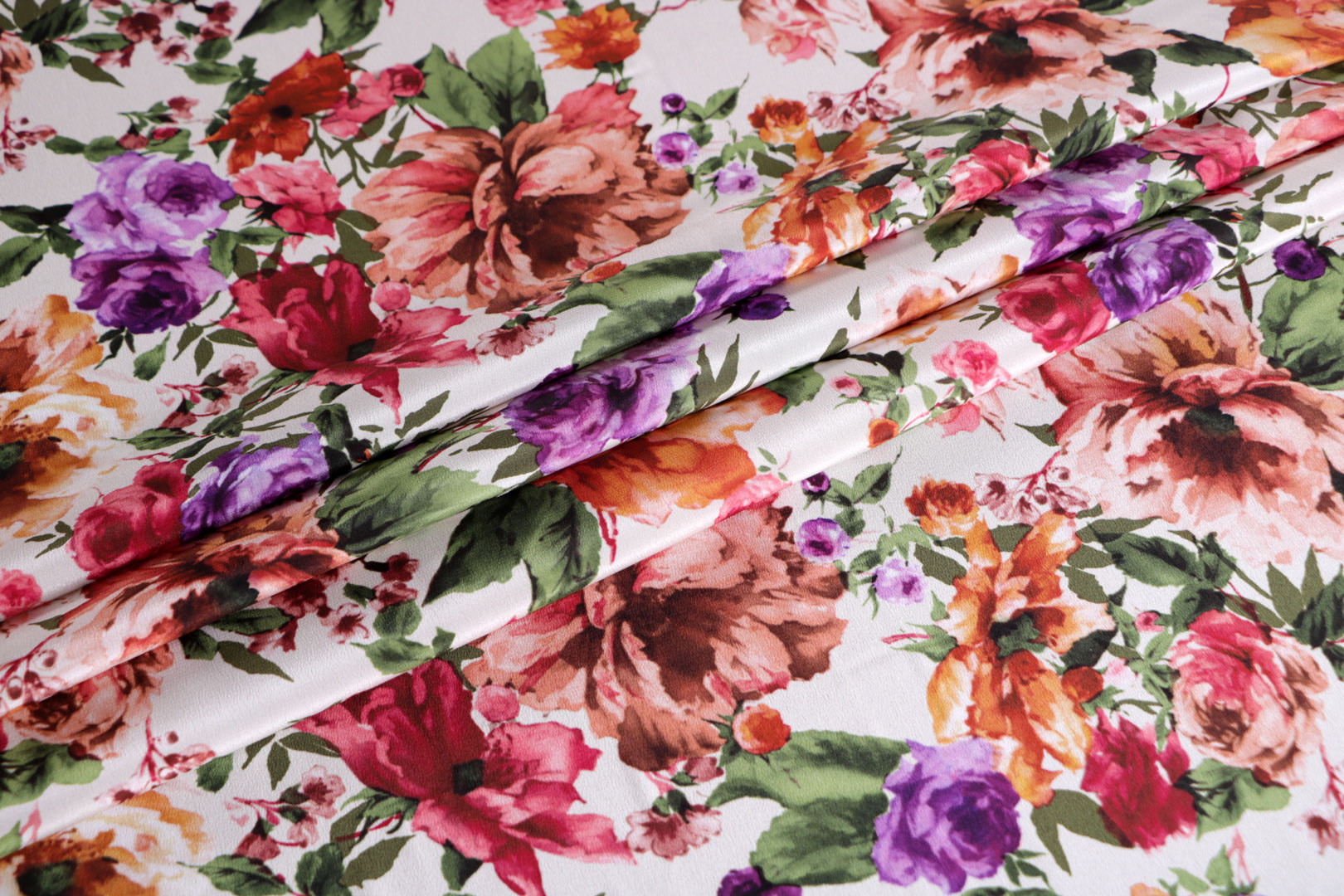 Orange, Red, White Silk Crêpe de Chine Apparel Fabric ST000635