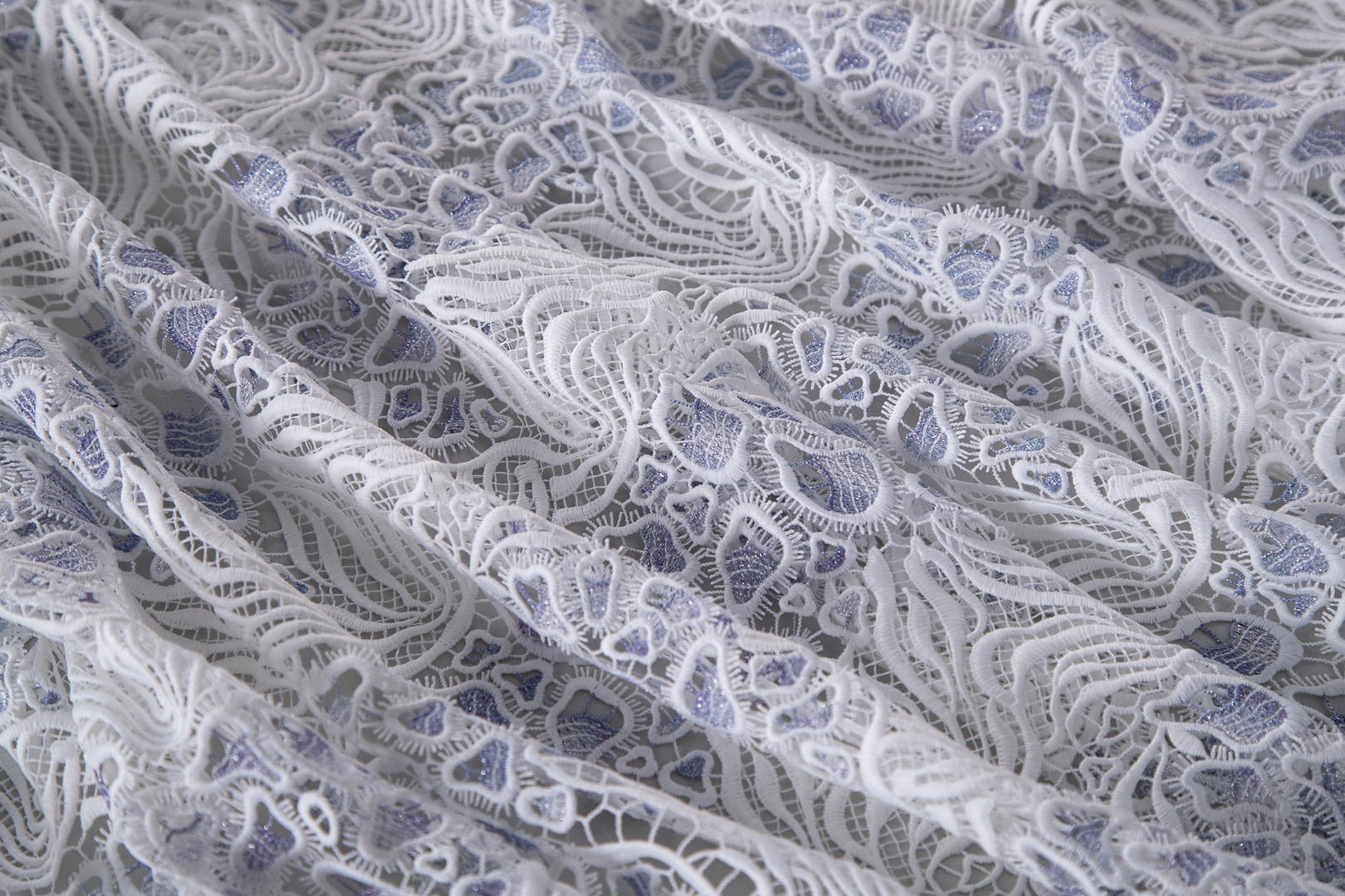 Tessuto Bianco, Blu in Poliestere per Abbigliamento TC000807