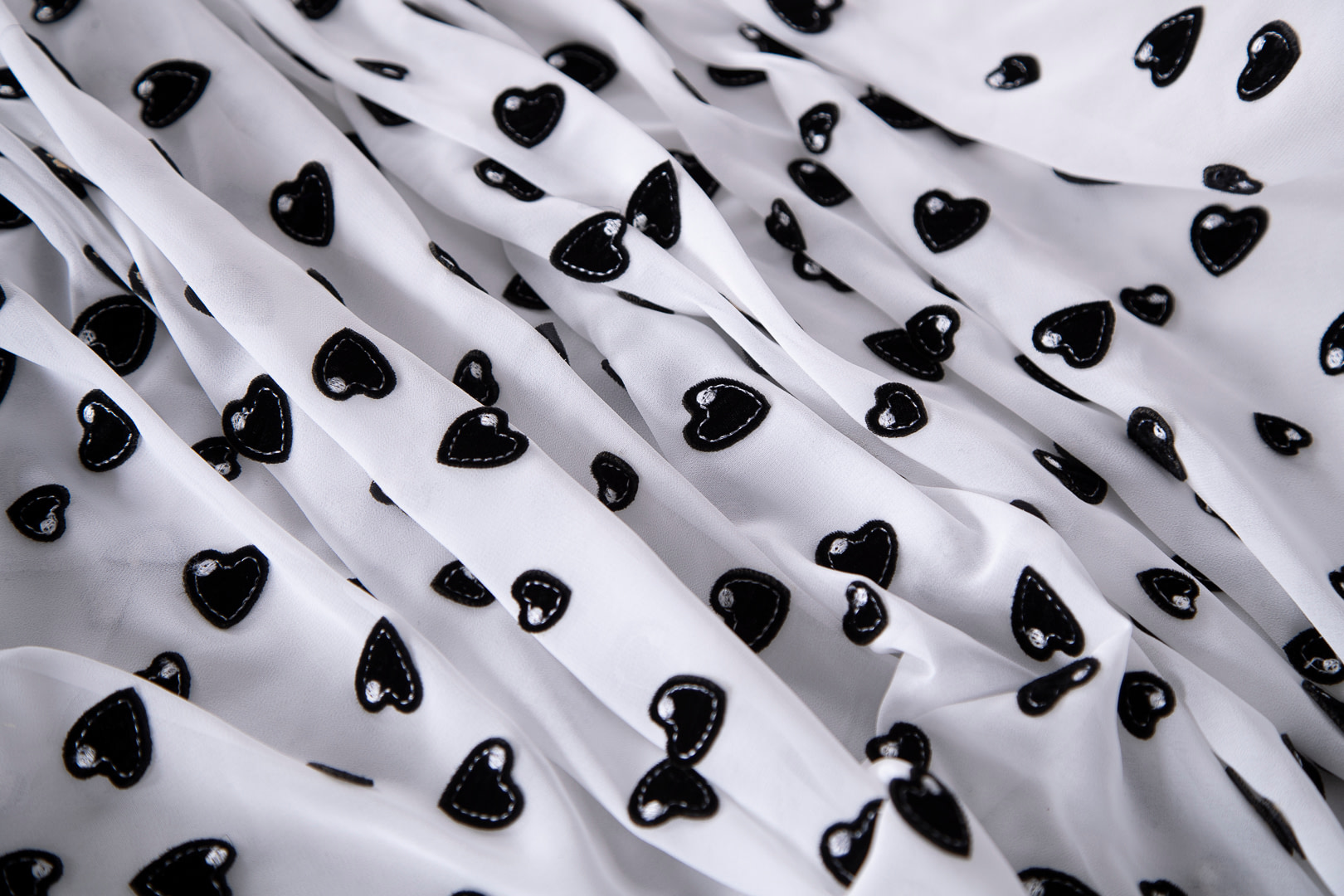 Tissu Couture Blanc, Noir en Polyester, Viscose TC000811