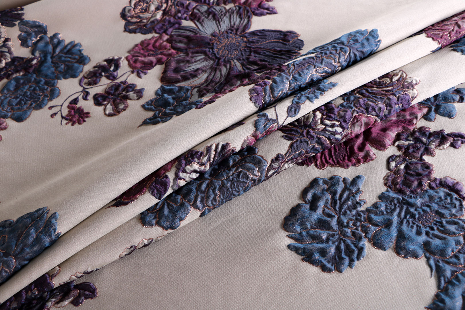 Beige, Blue, Pink, Purple Polyester, Silk Apparel Fabric TC001001