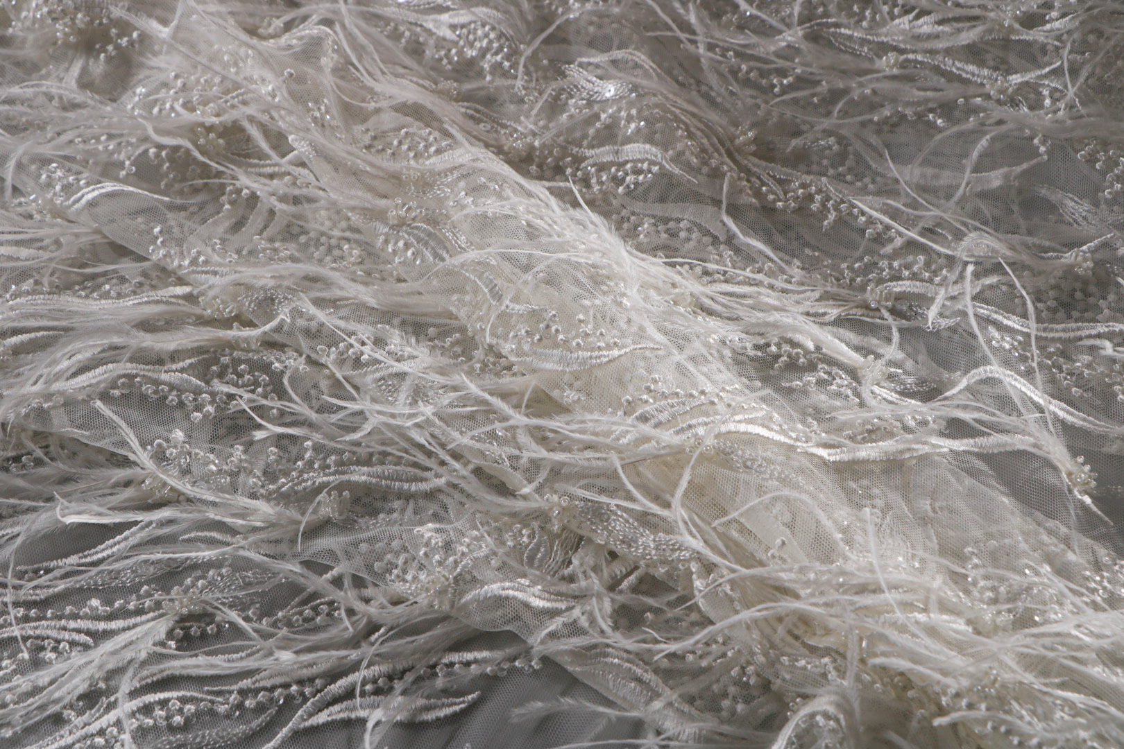 Tissu Couture Blanc en Polyester, Viscose TC001018