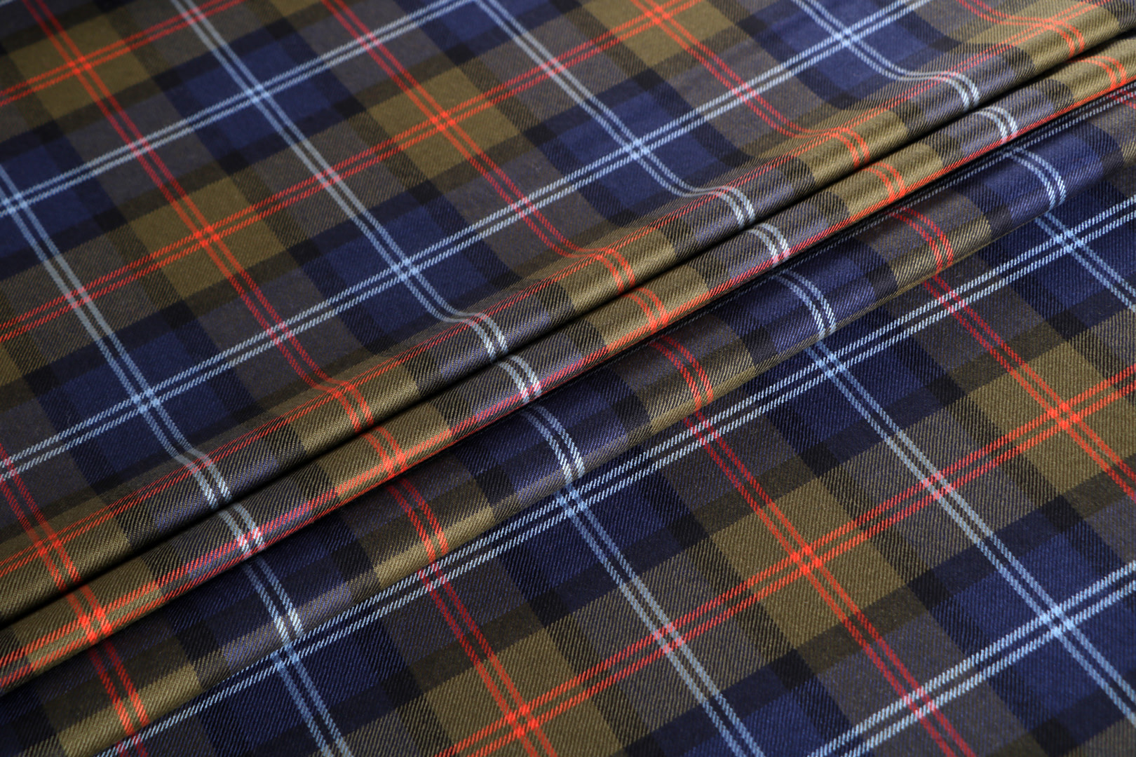 Green, Orange Wool Apparel Fabric TC001049
