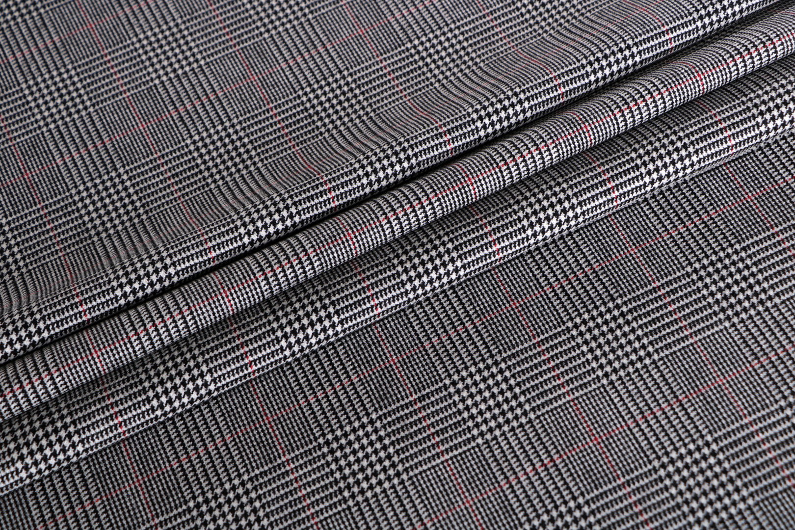 Black, Red Wool Apparel Fabric TC001063