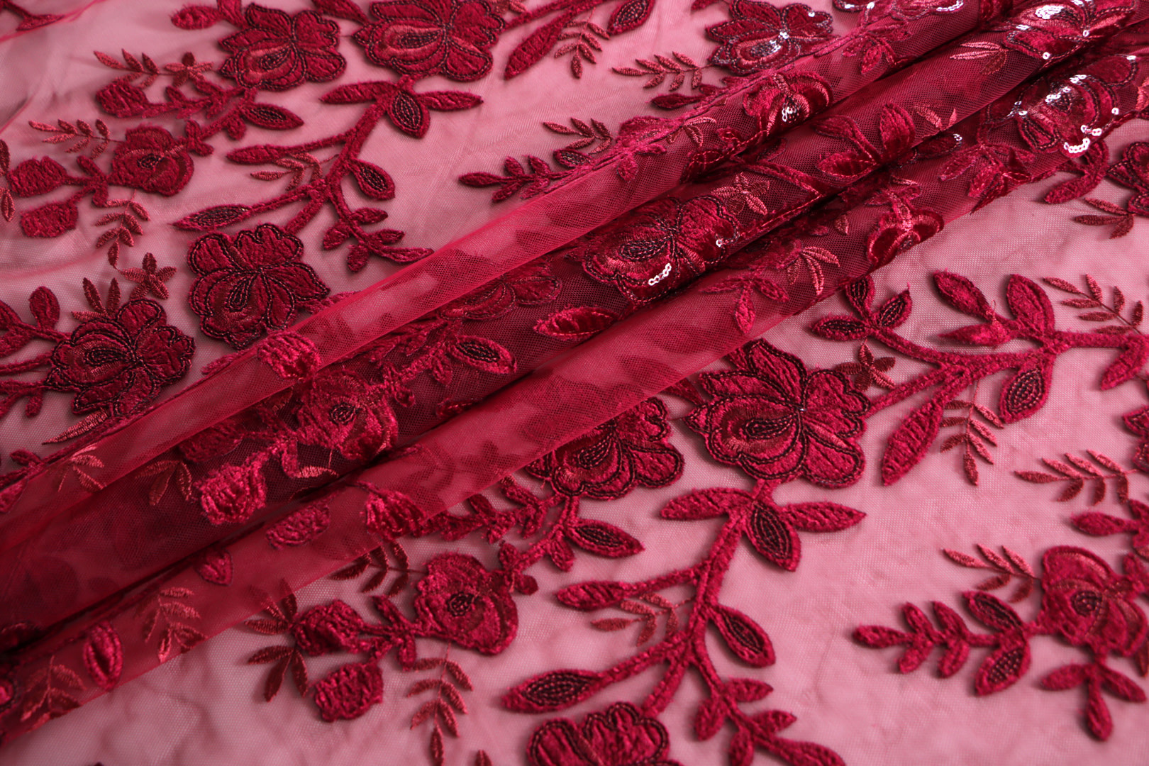 Red Polyester fabric for dressmaking