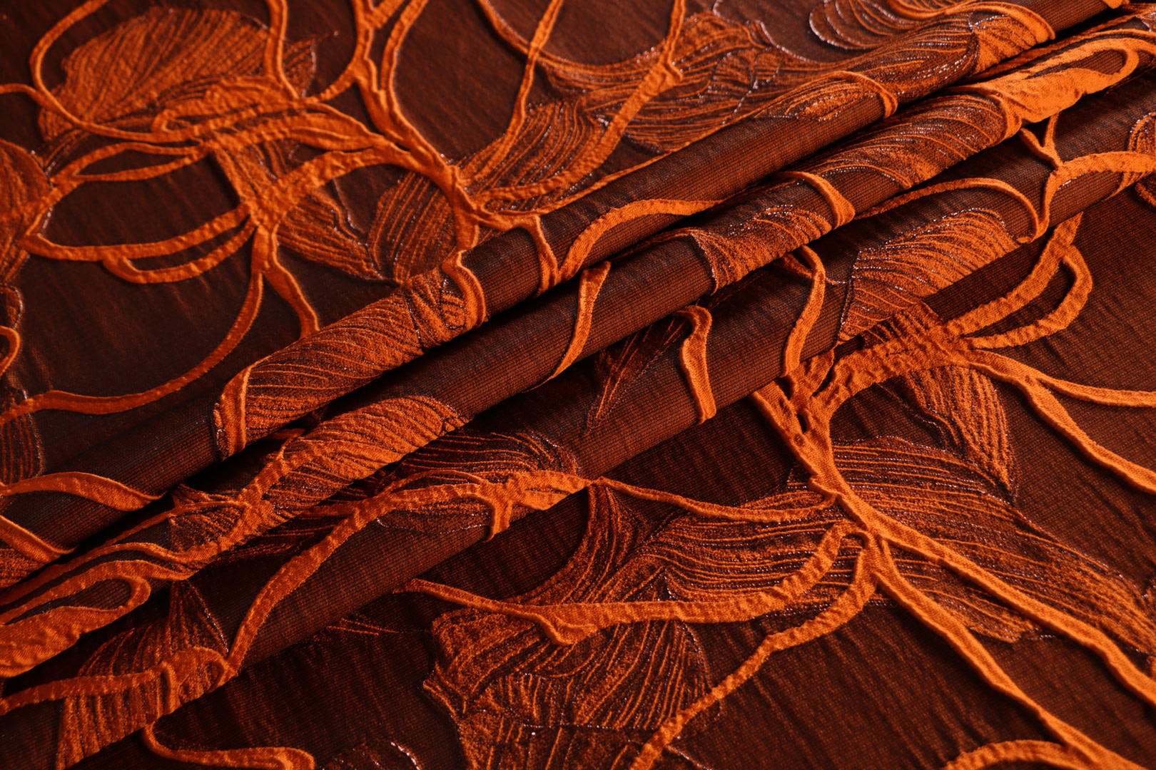 Orange Polyester, Silk fabric for dressmaking