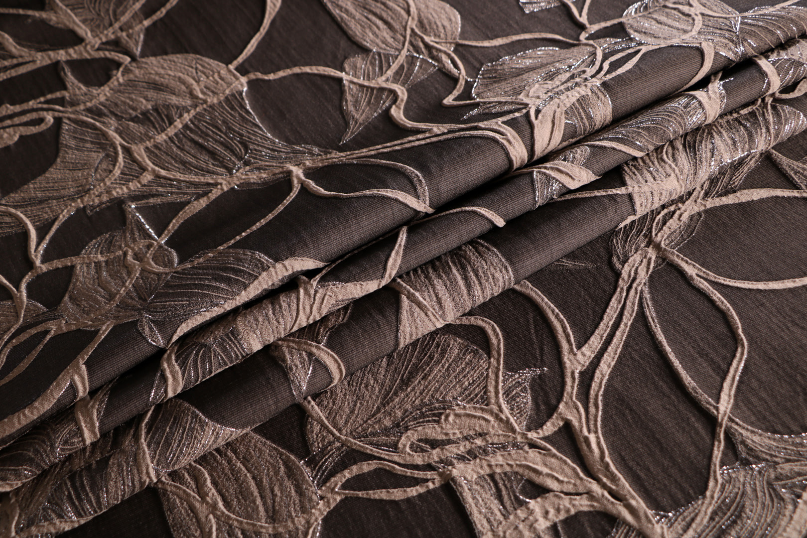 Beige Polyester, Silk fabric for dressmaking