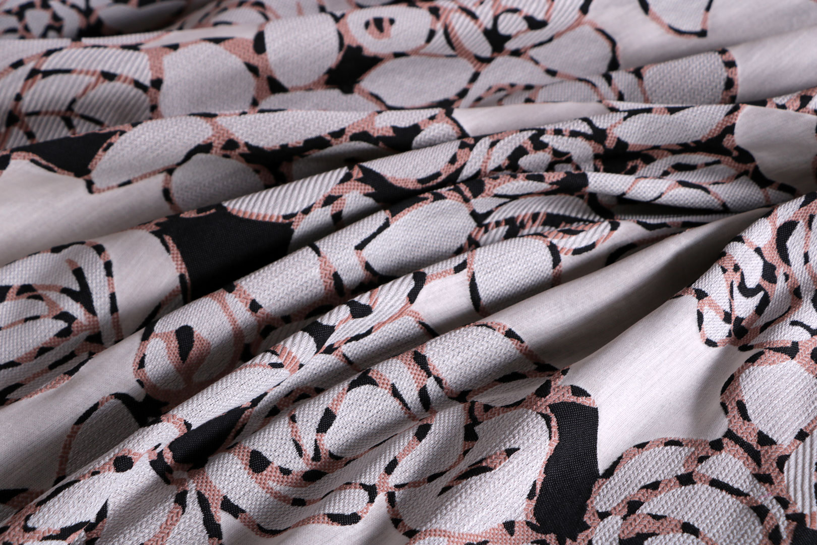 Black, Pink, White Cotton, Linen, Polyester, Silk Apparel Fabric UN001240