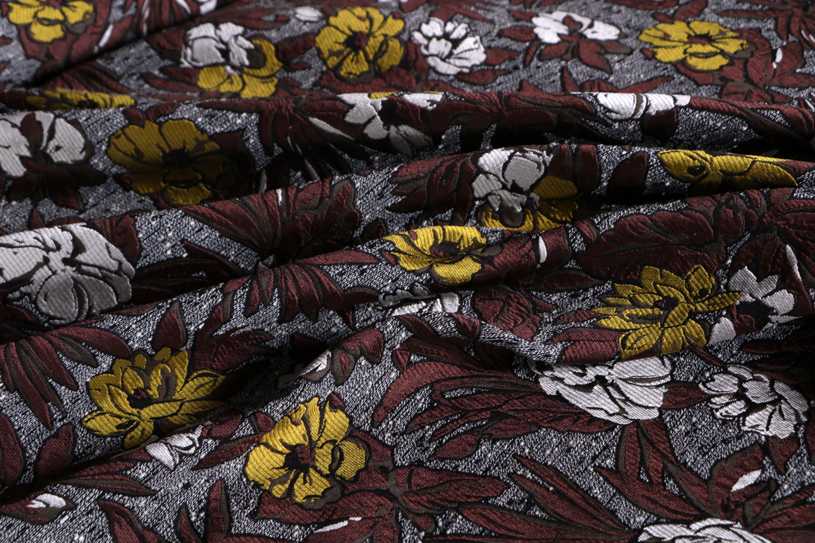 Beige, Brown Polyester, Silk, Wool Apparel Fabric UN001257