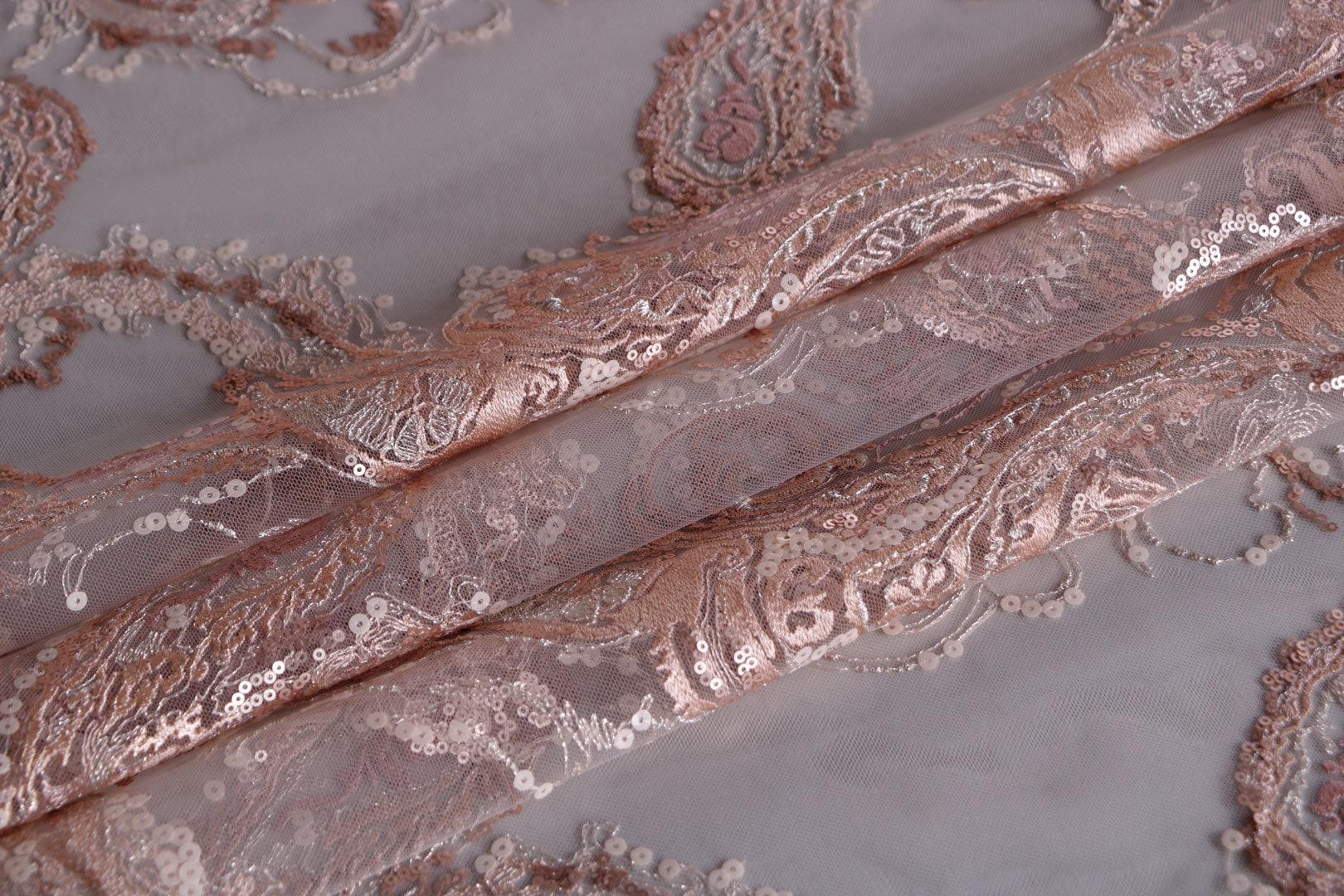 Pink Polyester, Viscose Sequins Apparel Fabric UN001336