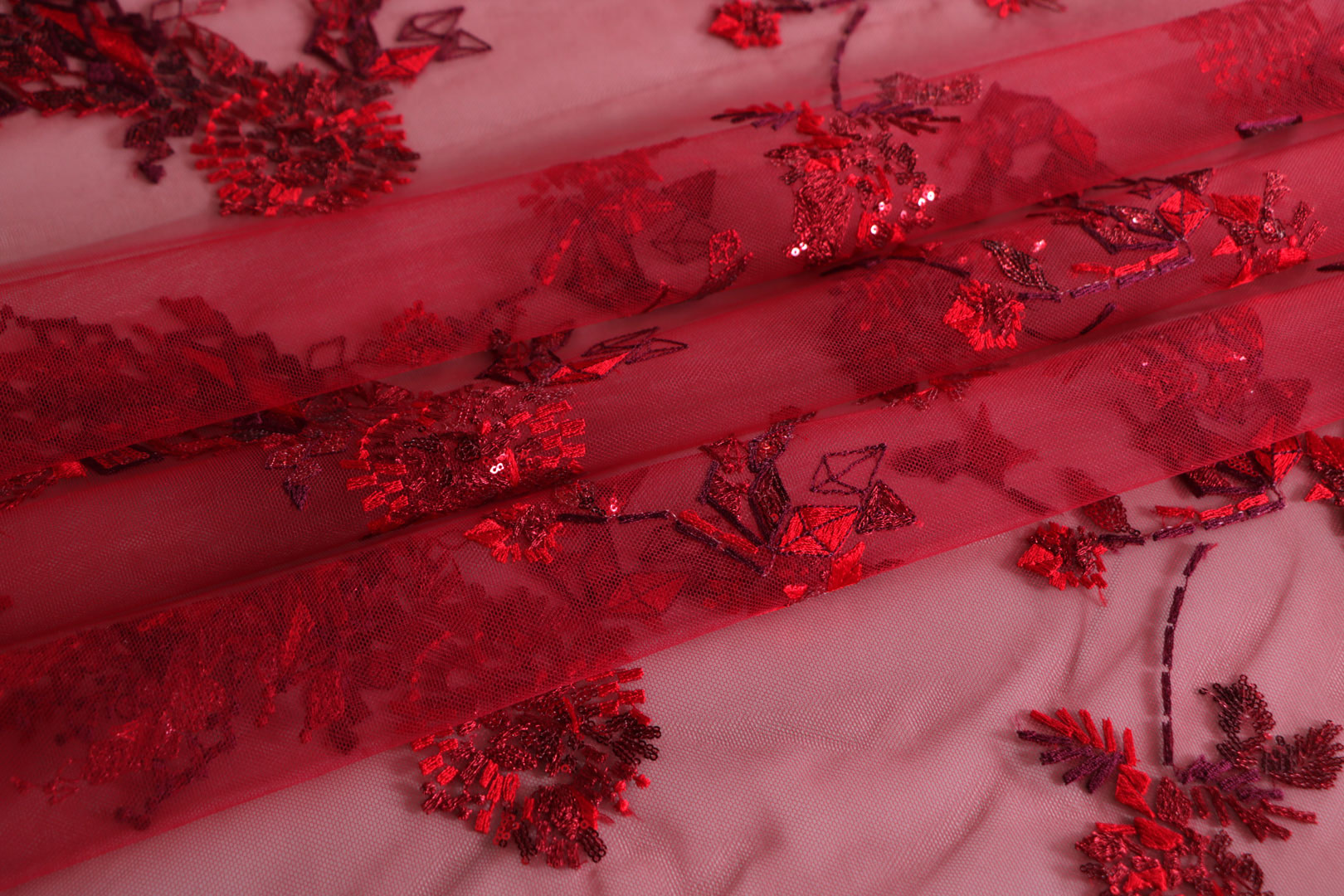 Tissu Couture Rouge en Polyester, Viscose UN001338