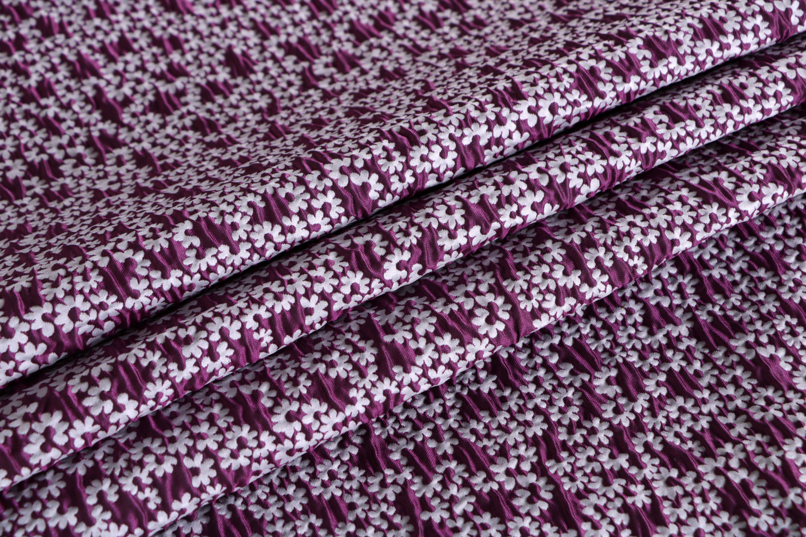 Tissu Couture Faille Blanc, Fuchsia en Polyester UN001341