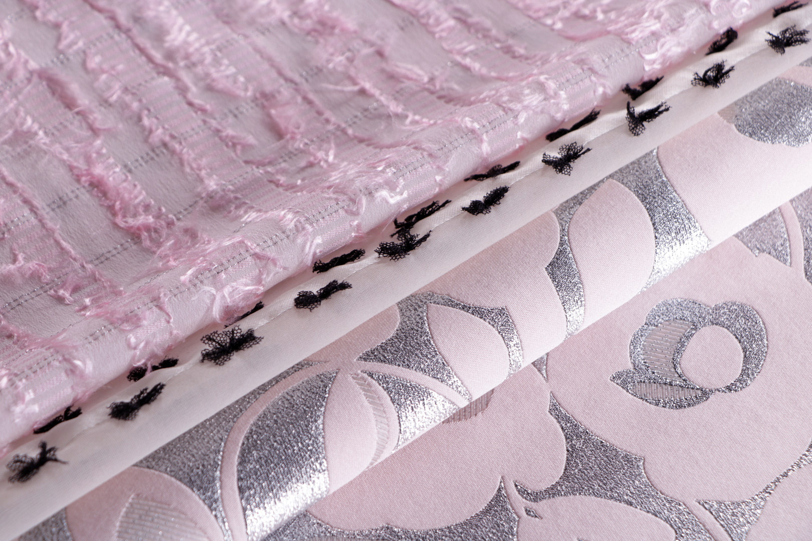 Pink silk jacquard fabric | new tess