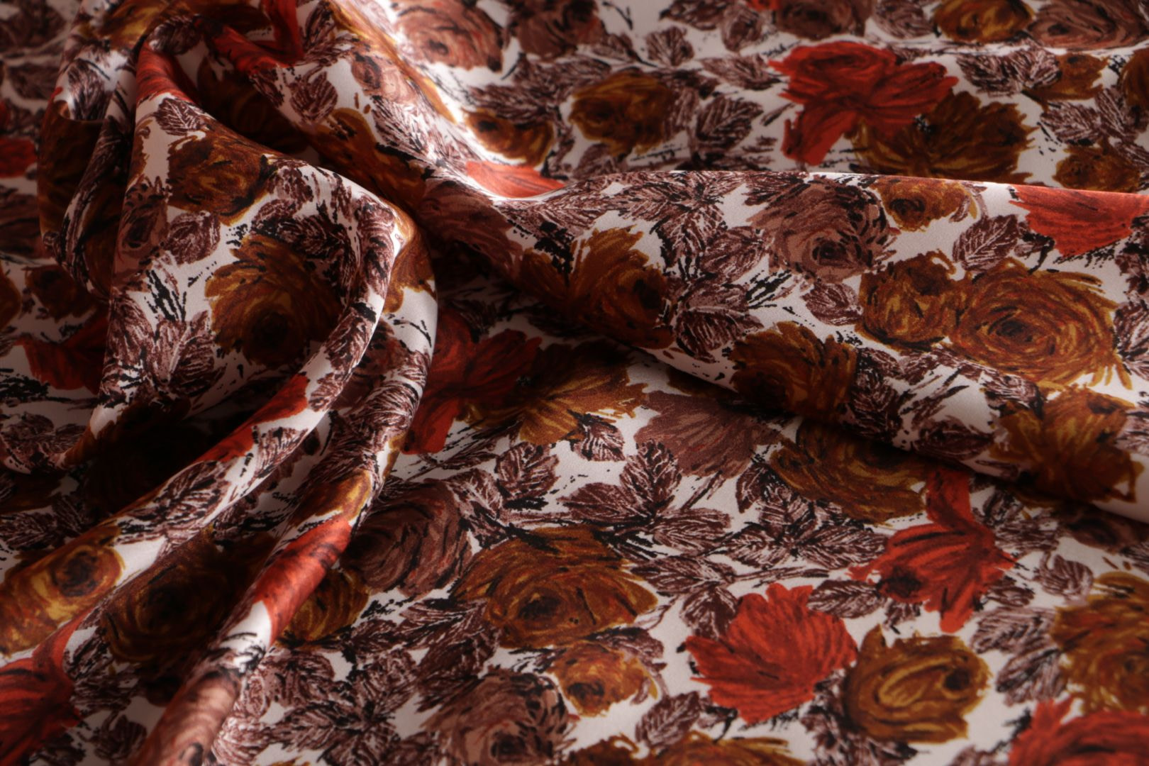 Brown Silk Crêpe Satin fabric for dressmaking